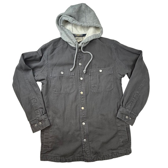 Duluth Trading Mens Gray Hooded Work Jacket Size Small gorpcore barn coat work - Picture 1 of 8
